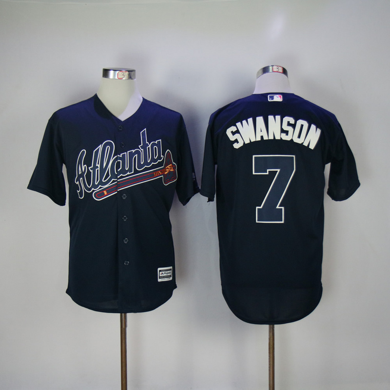 2017 MLB Atlanta Braves #7 Swanson Blue Game Jerseys